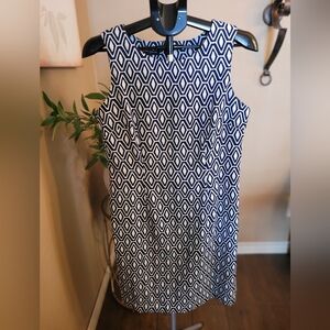 Mario Serrani Navy and White Geometric Dress